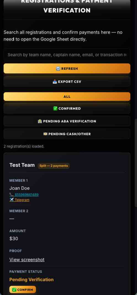 Registrations Mobile Guide